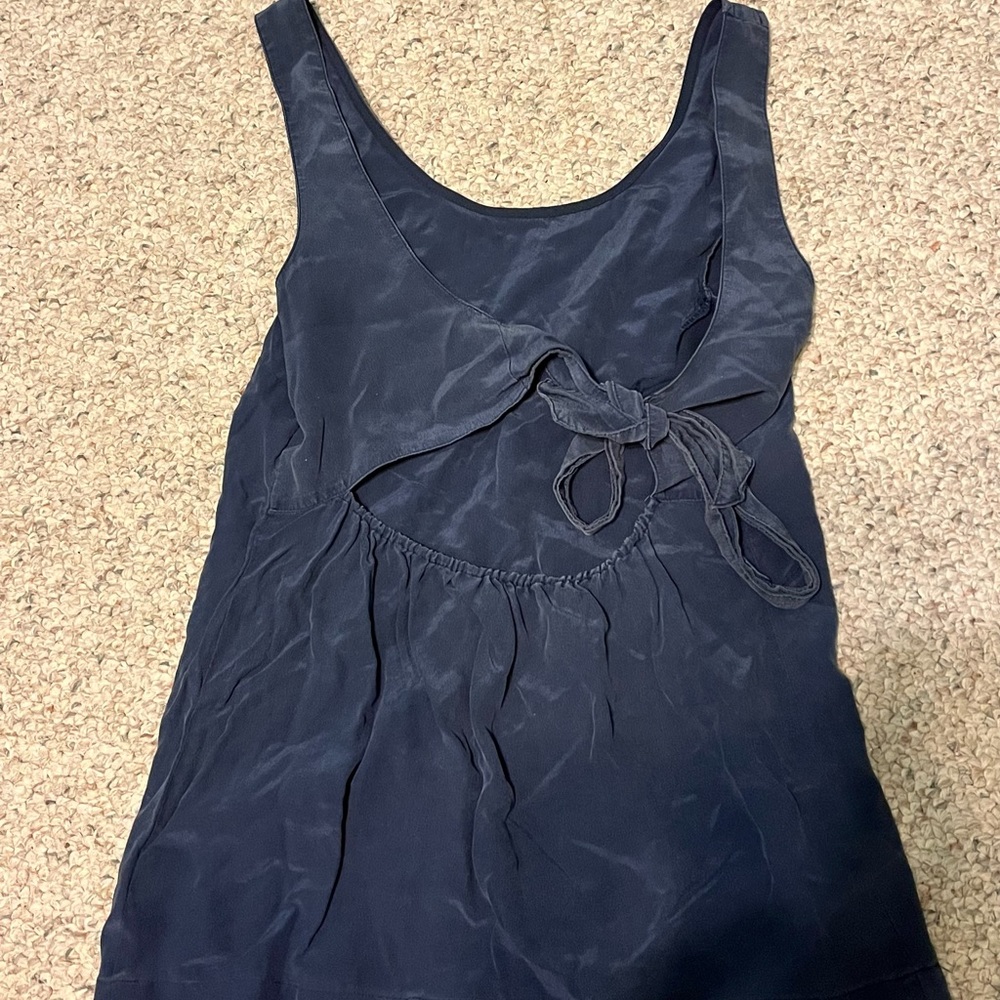 Madewell open back tie tank top blue xxs